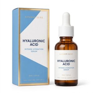 Custom Printed Hyaluronic Acid Serum Boxes with logo for UK brands